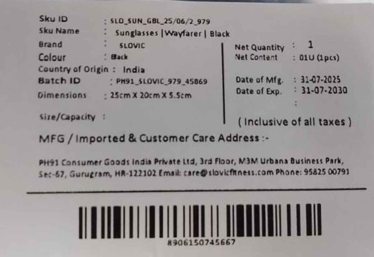 Slovic Black Wayfarer Style Sunglasses with UV Protected Lenses for Men & Women Lightweight