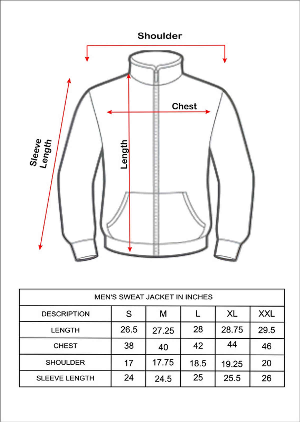Men's Cotton Rich Premium Sweat Jacket | Red - XXL