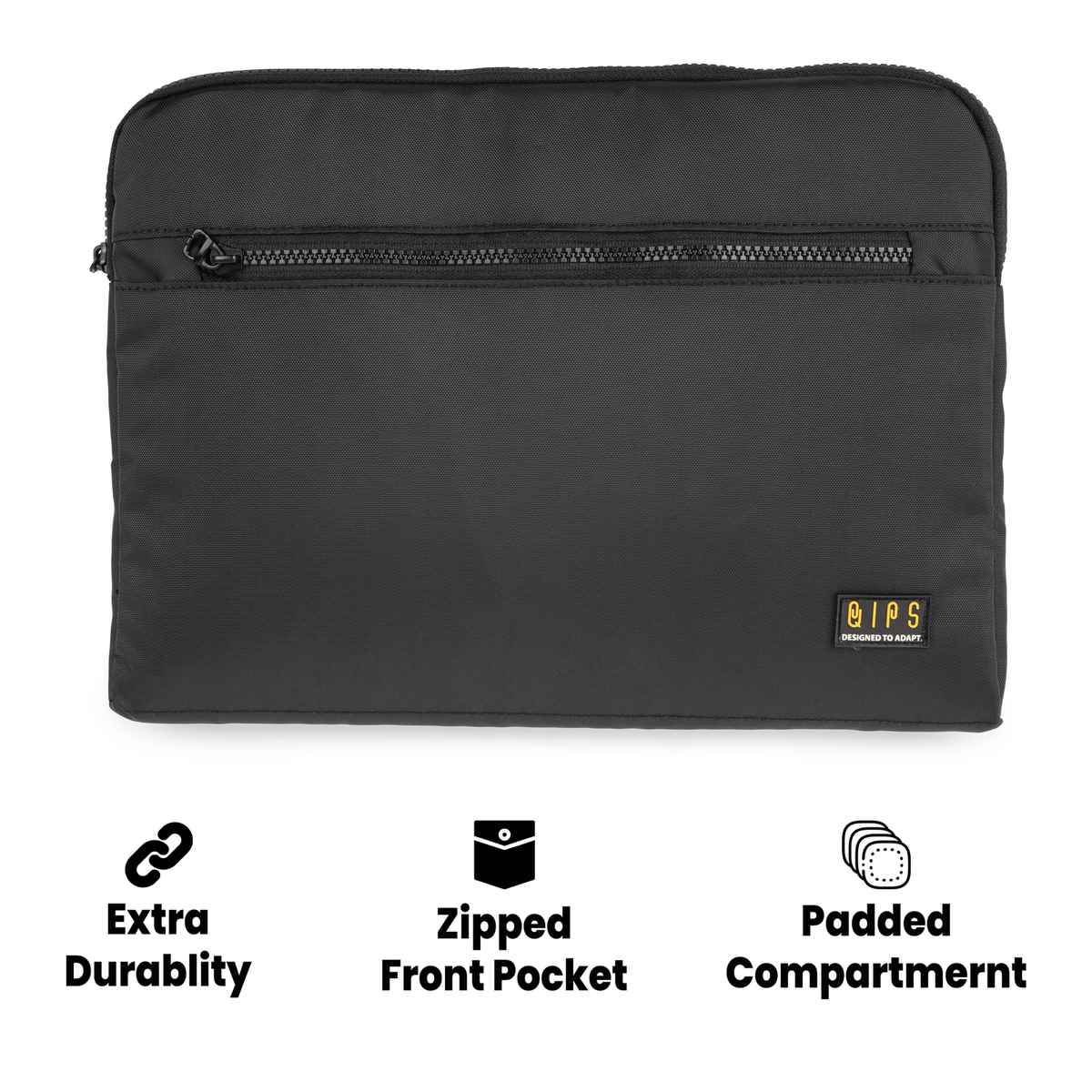 QIPS Unisex Solid Polyester 13 L Laptop Sleeve | Black