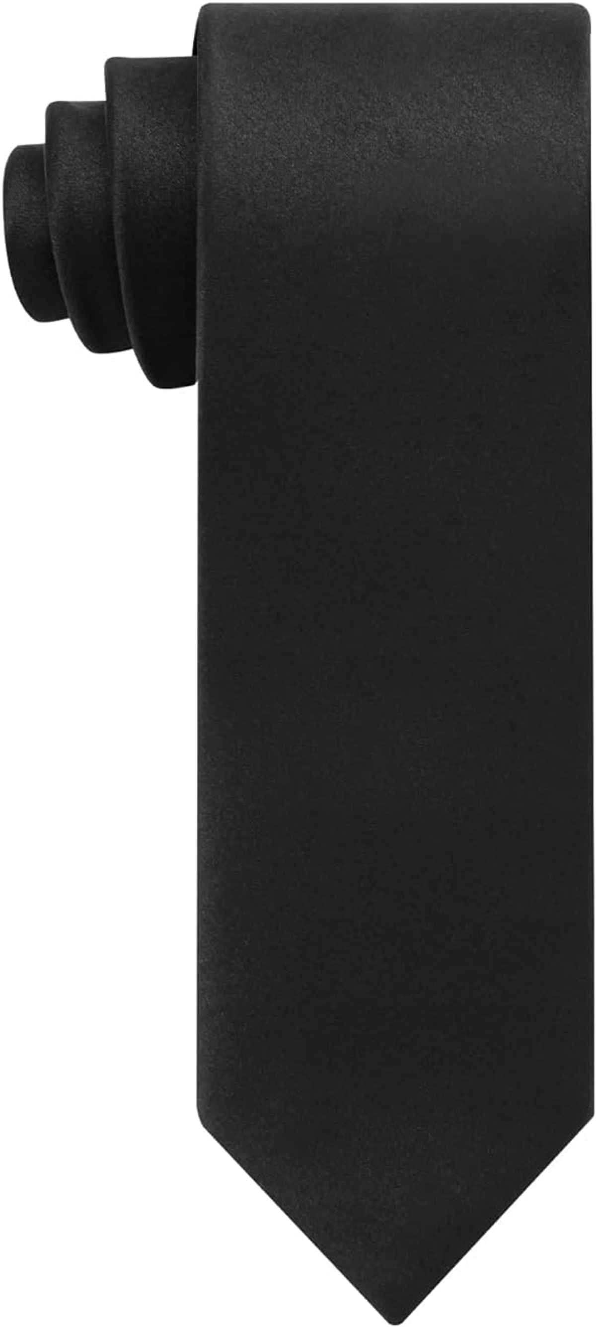 Kaezri Men's Plain Formal & Casual Skinny Silk Tie | KZ Black Tie | Black