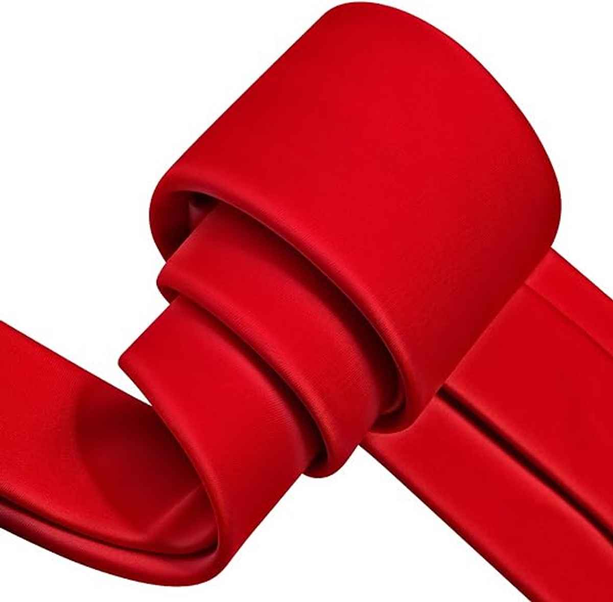 Kaezri Men's Plain Formal & Casual Skinny Silk Tie | KZ Red Tie | Red