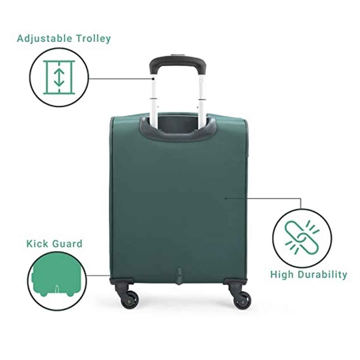 Aristocrat Unisex Solid Polyester 285 L Trolley Bag | Forest Green - 55 cm