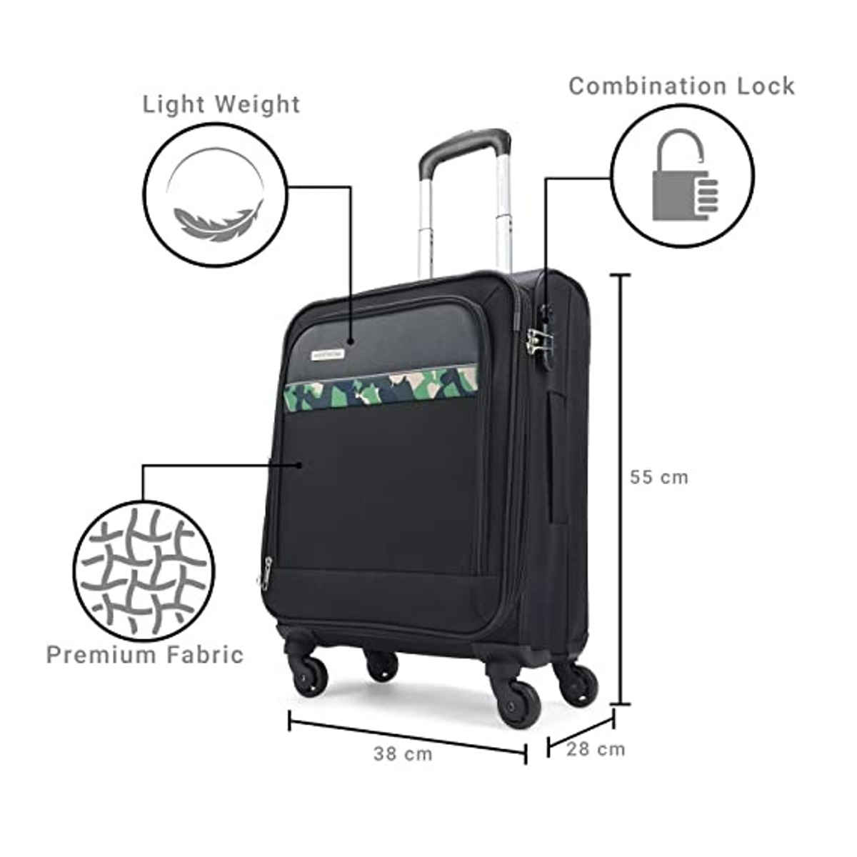 Aristocrat Unisex Polyester 121 L Trolley Bag | Black - L