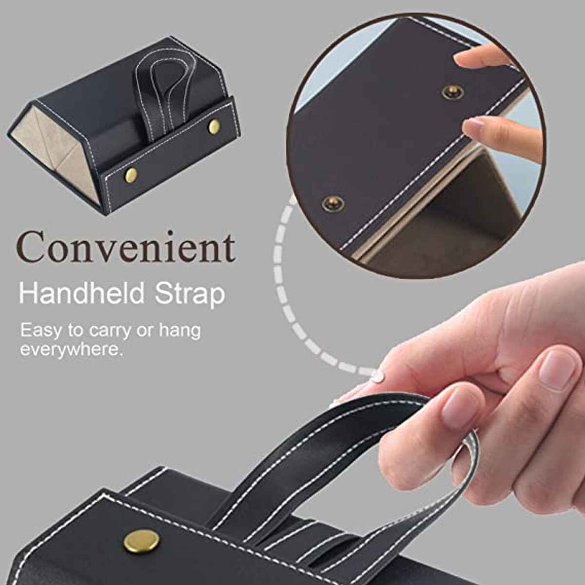 Awestuffs 3 Slots Foldable PU Leather Sunglasses Case | Hanging Eyeglasses Storage Box | Unisex