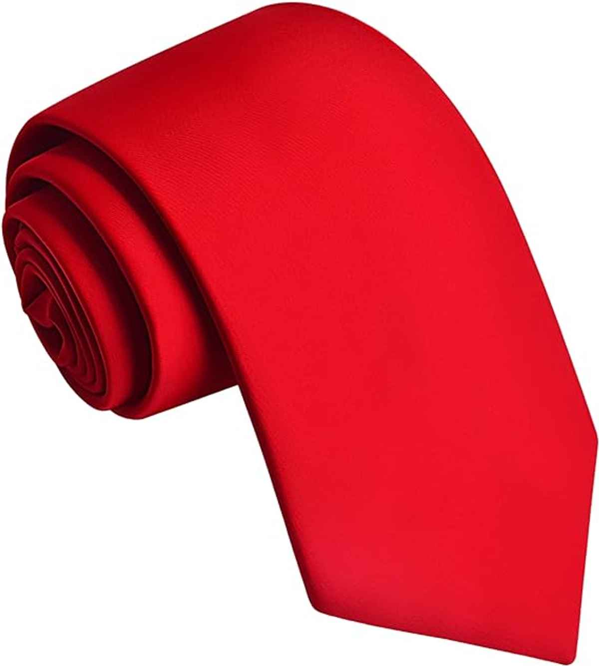 Kaezri Men's Plain Formal & Casual Skinny Silk Tie | KZ Red Tie | Red