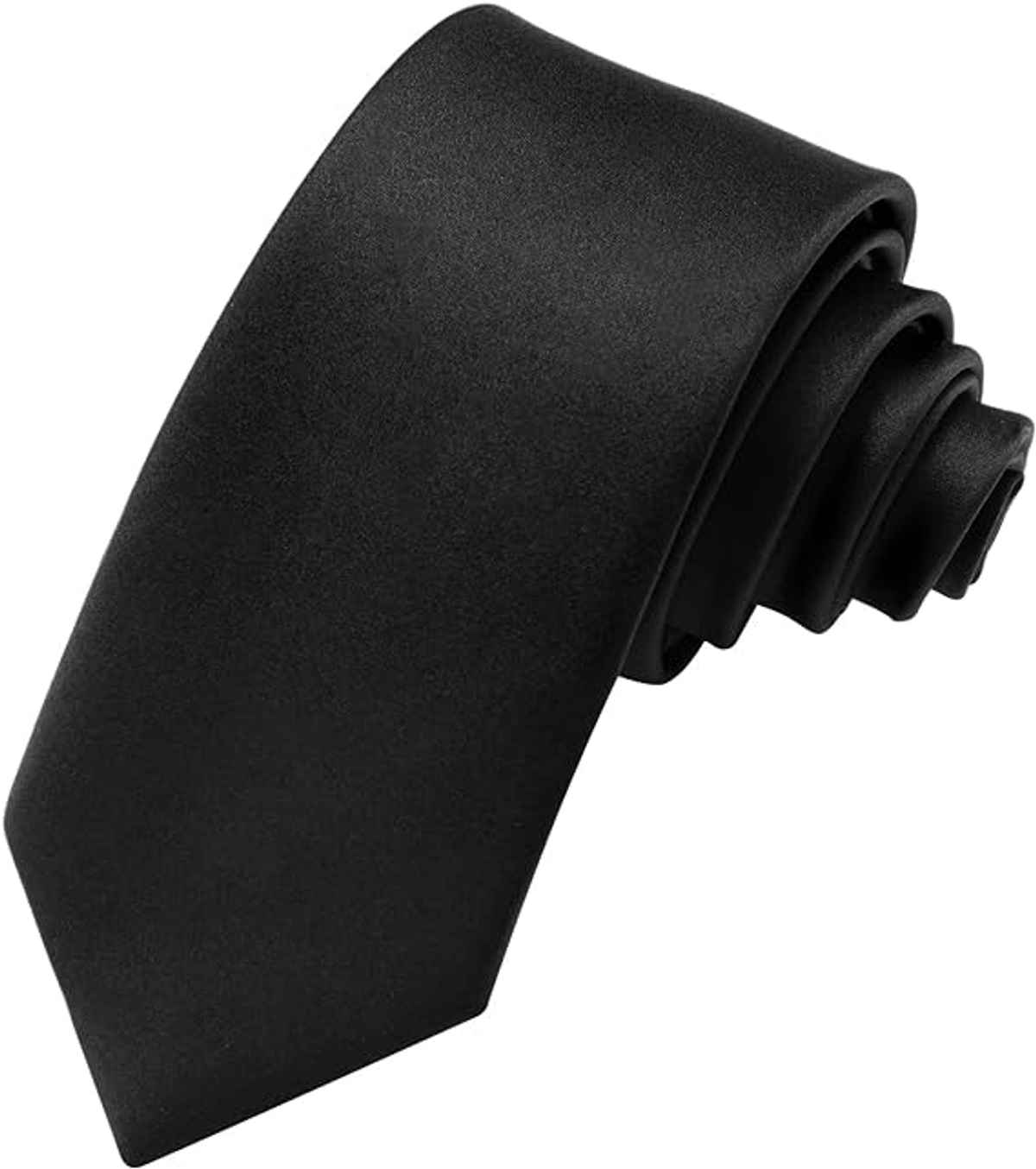 Kaezri Men's Plain Formal & Casual Skinny Silk Tie | KZ Black Tie | Black