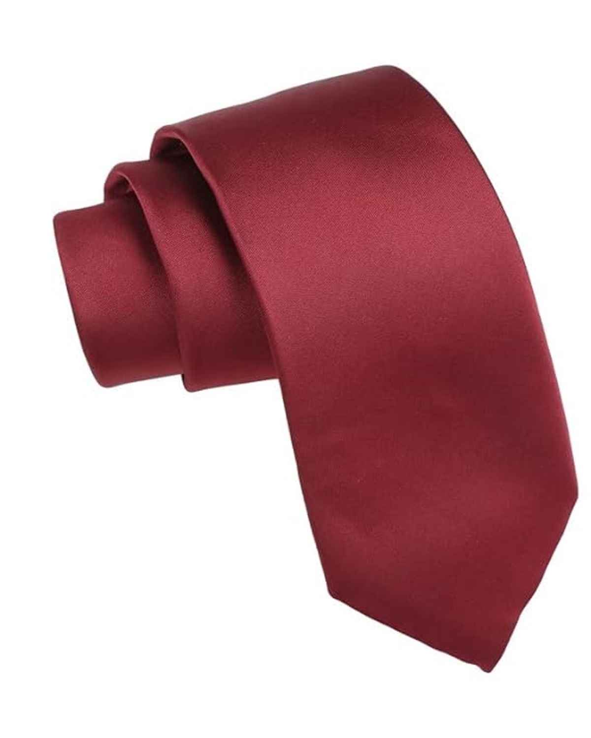Kaezri Men's Plain Formal & Casual Skinny Silk Tie | KZ Maroon Tie | Maroon