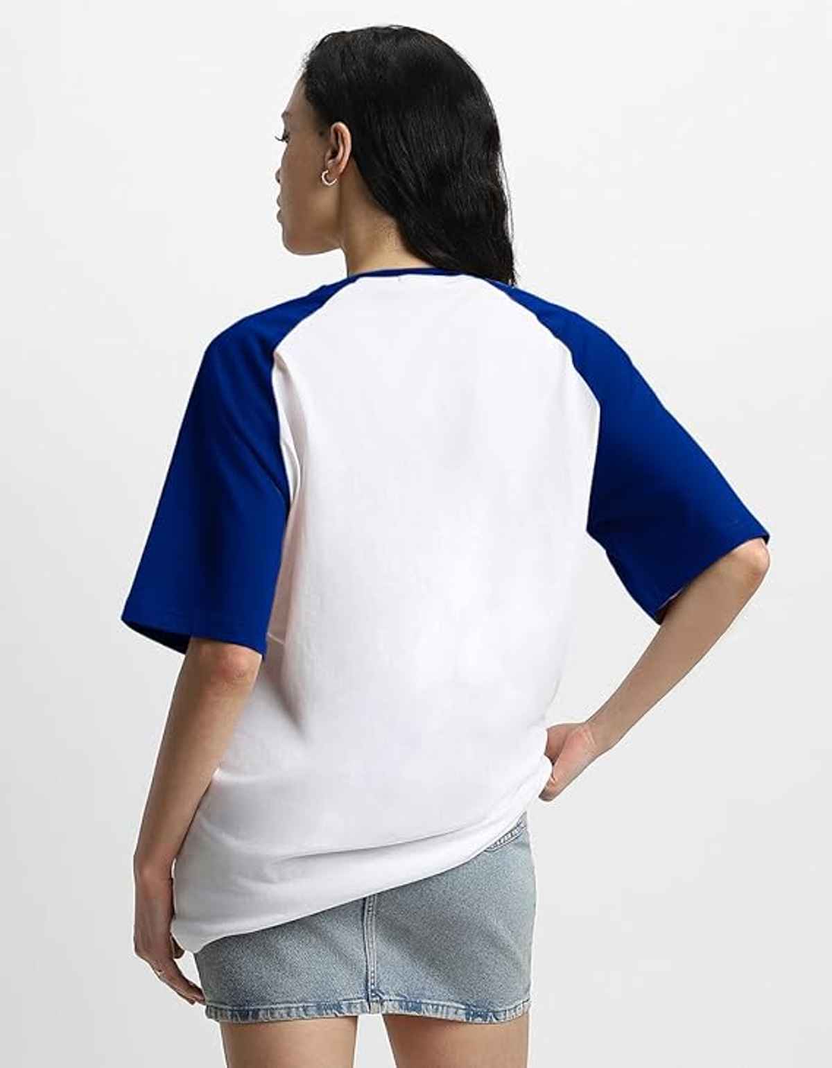 Juneberry Royal Blue Graphic Print Oversized Fit T-shirt - M