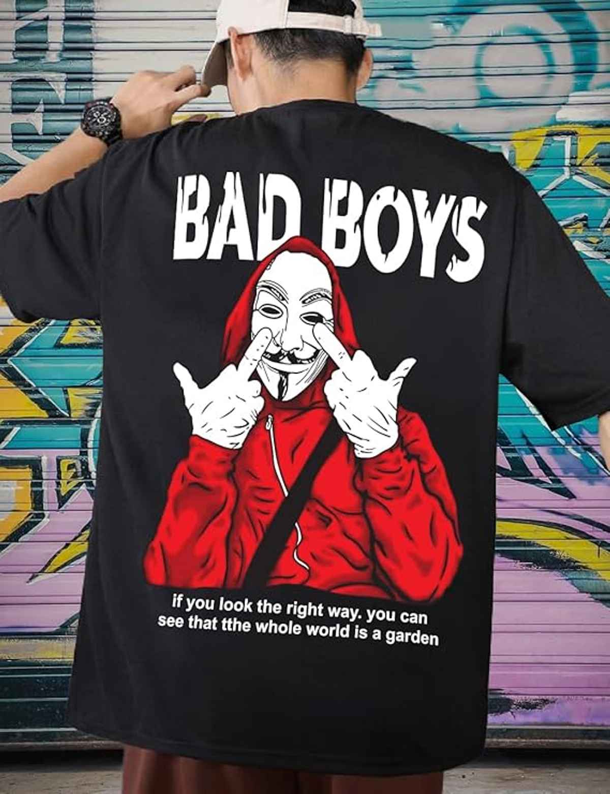 BENNY BROOKS Men's Round Neck half sleeve Oversized T-shirt |AA(ARN)BLACK117 | Black - XL