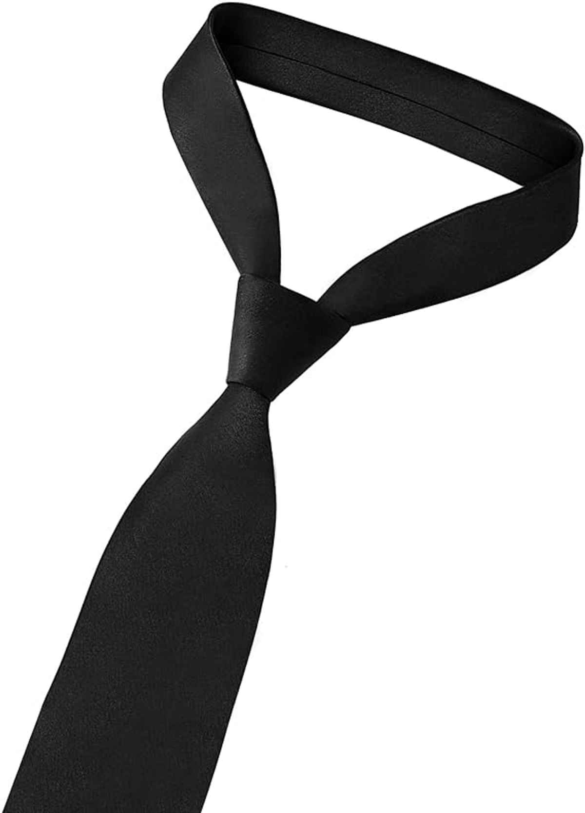 Kaezri Men's Plain Formal & Casual Skinny Silk Tie | KZ Black Tie | Black