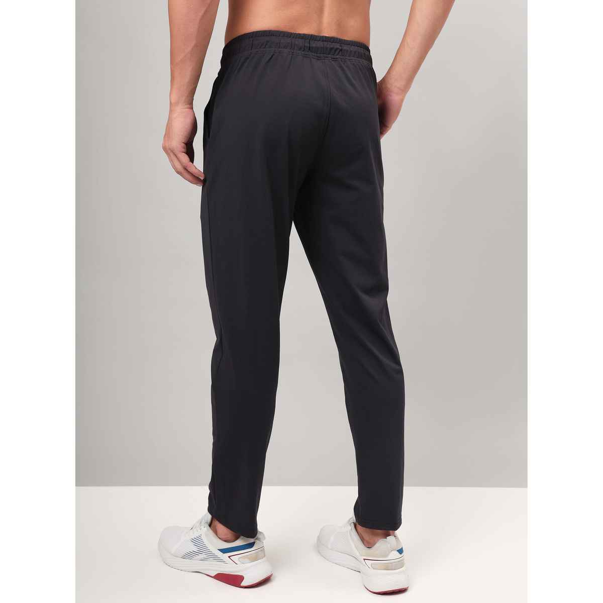 Technosport Men Poly Solid Relax Fit Sports Trackpants with DURACOOL+ | Black | M