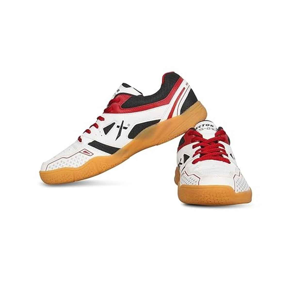Vector X Unisex CS-2100 Badminton and Tennis Court Shoes | Black-White - Size 10