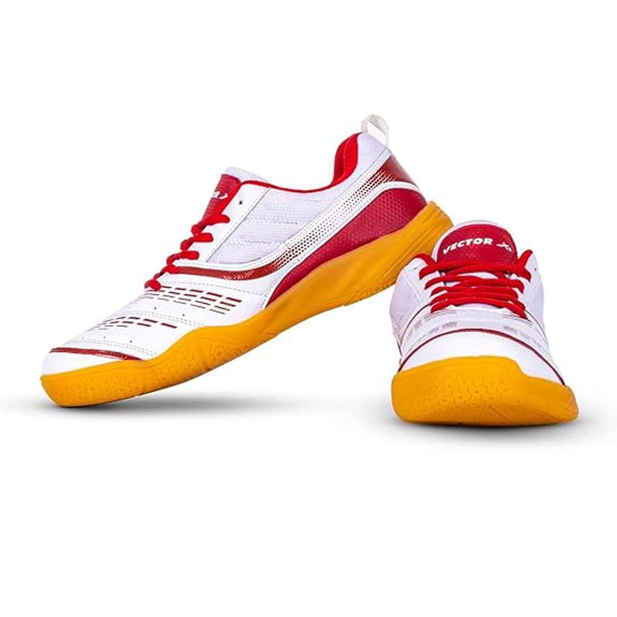 Vector X Ranger 7.0 Power Badminton Shoes for Men (White-Red, 6) | UK6
