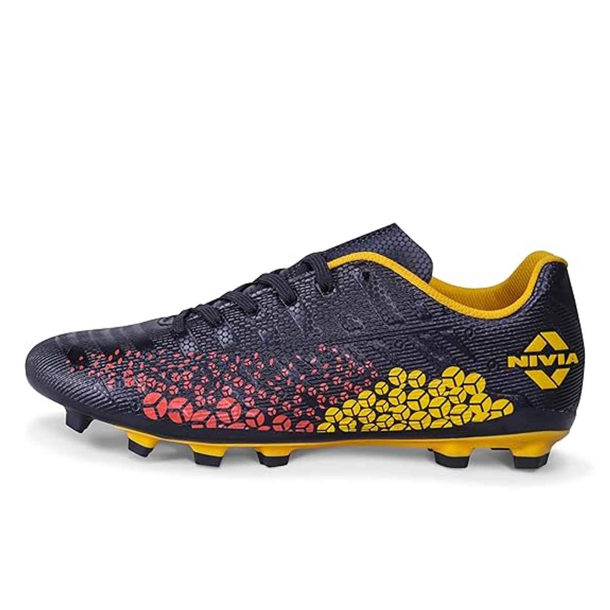 Nivia Men's Ignite Football Stud | Black and G. Yellow - UK 6