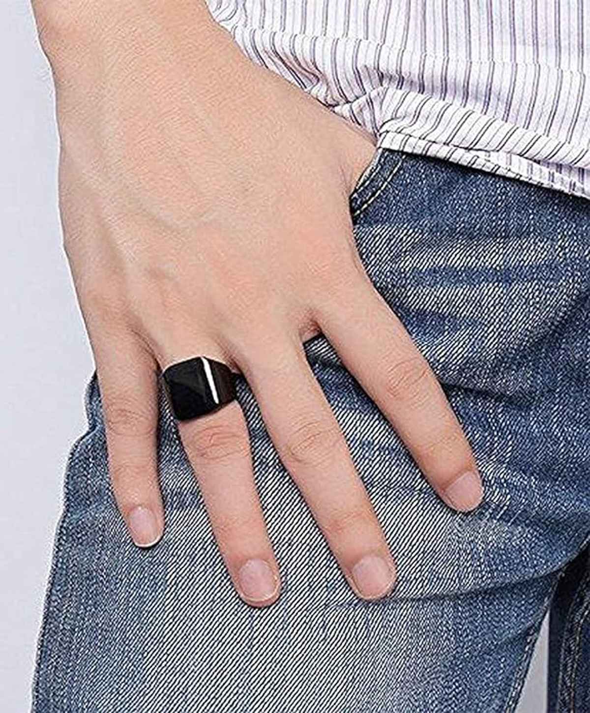 Yellow Chimes Men's Rock Casual Titanium Steel Ring