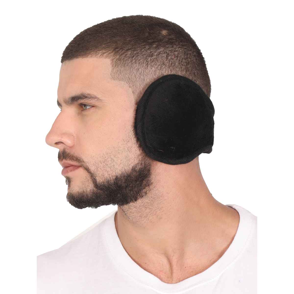 Fabseasons Unisex Solid Faux Fur Winter Earmuffs | Black - Free Size