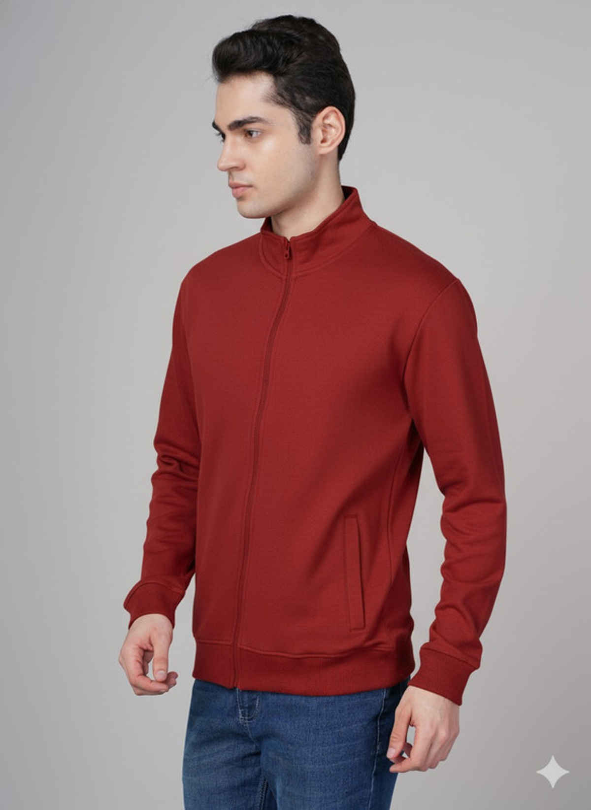 Men's Cotton Rich Premium Sweat Jacket | Red - XXL
