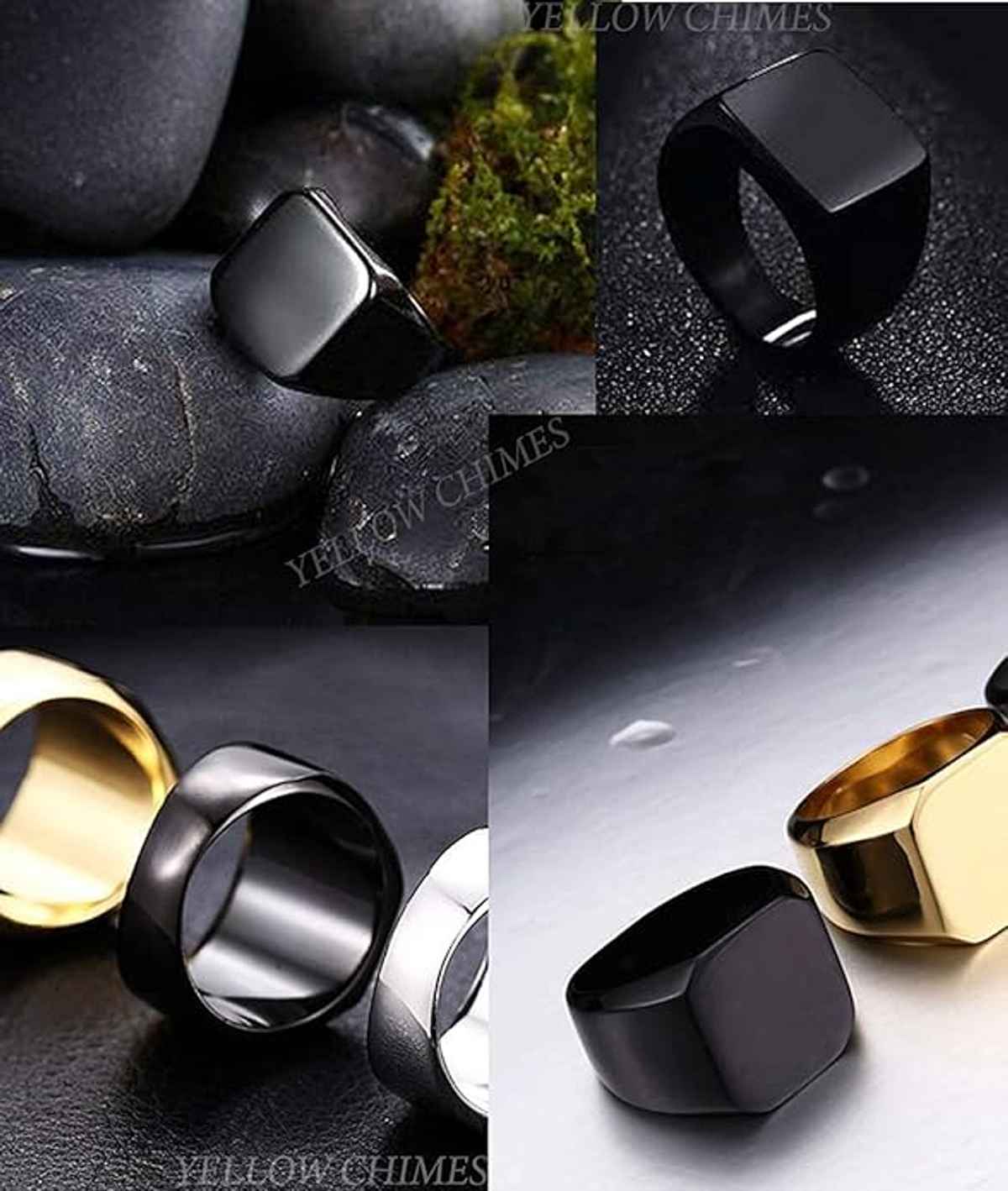 Yellow Chimes Men's Rock Casual Titanium Steel Ring