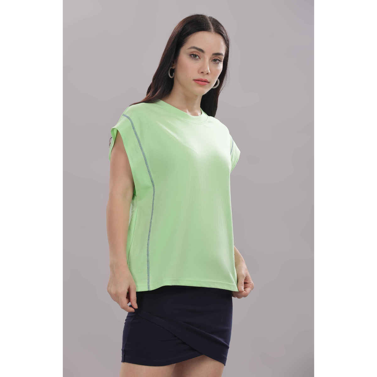 Springman Women's Cotton Tank Top | 160 GSM Fabric | Bio Washed | Round Neck | Green - XL