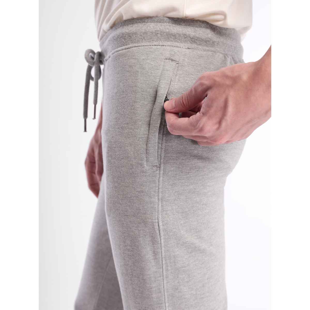 Nobero Men's Zip Pocket Joggers | Grey Melange - XL