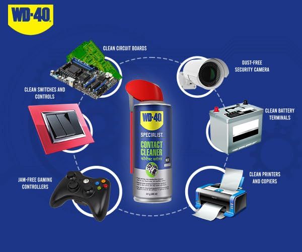 WD-40 Specialist Contact Cleaner 400ml - Drive Out Dirt, Dust & Oil Rust Removal Aerosol Spray