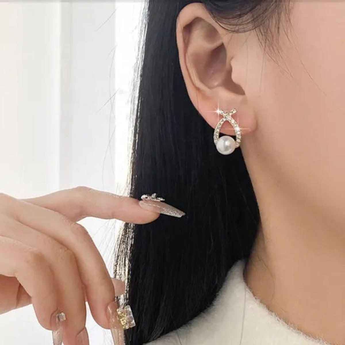 Estailo Fashion Women's Jewellery Earrings White Gold One Size | E0001486