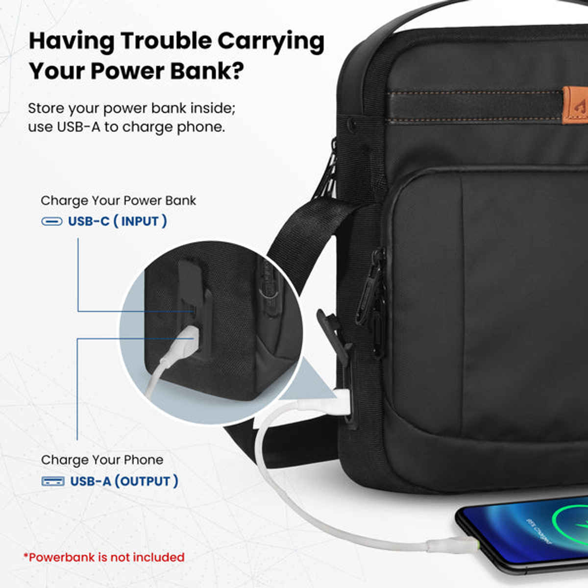 Craloft Side Sling Bag for Men and Women, Medium Crossbody Travel Chest Bags with USB Port (S8)