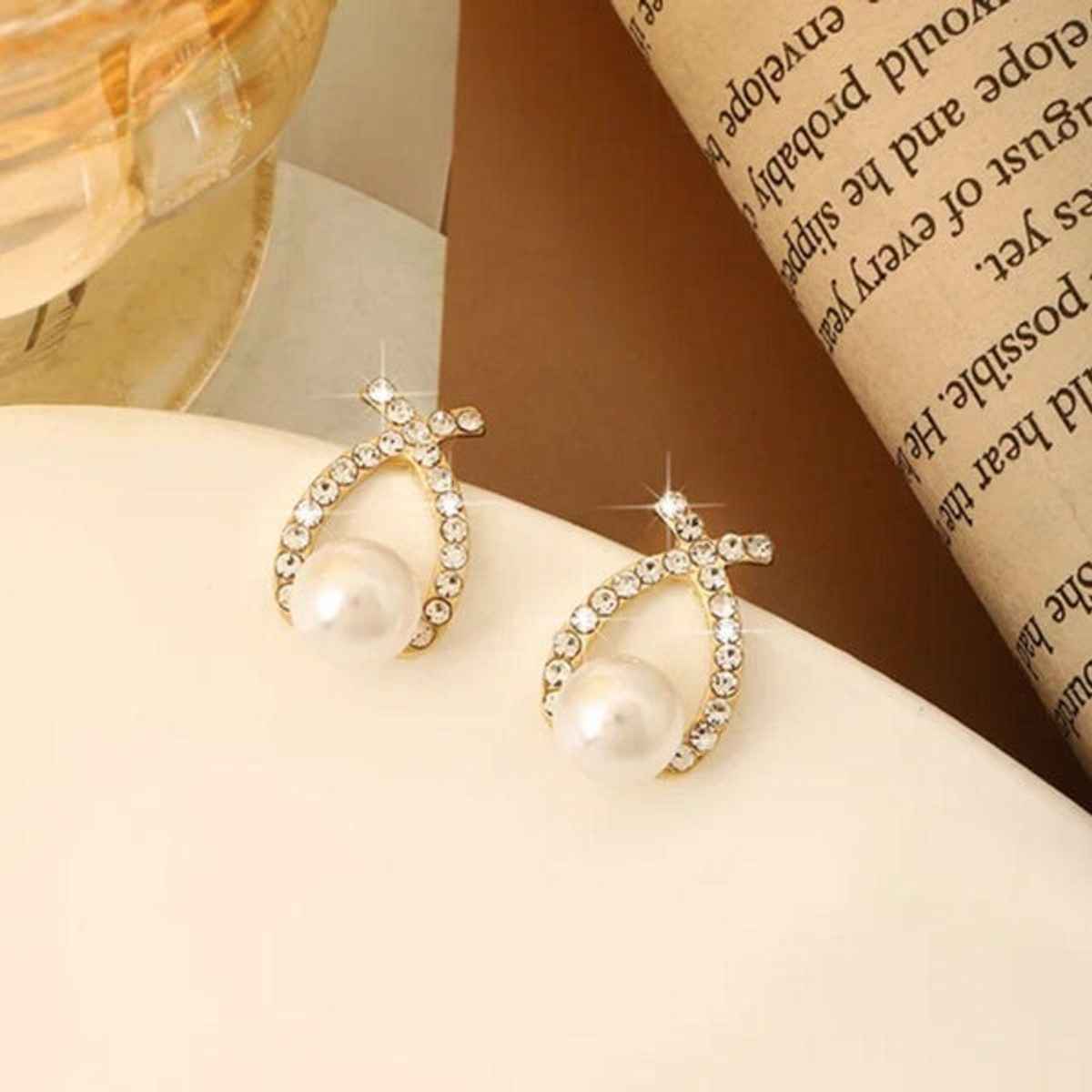 Estailo Fashion Women's Jewellery Earrings White Gold One Size | E0001486