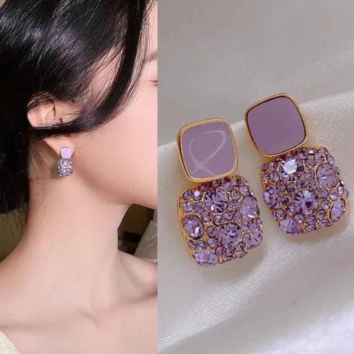 Estailo Fashion Women's Jewellery Earrings Purple One Size | E0000994
