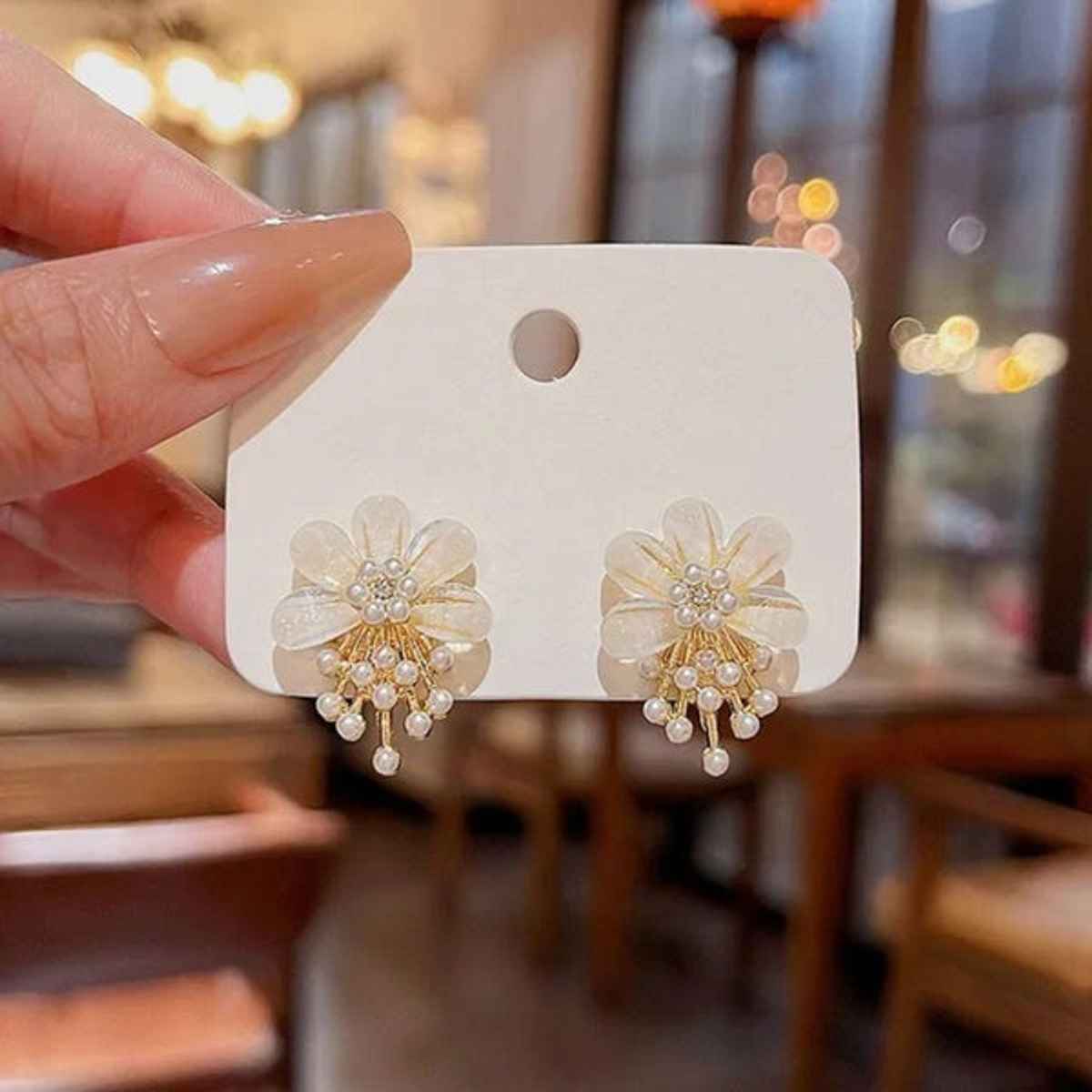 Estailo Fashion Women's Jewellery Earrings White gold | E0001530