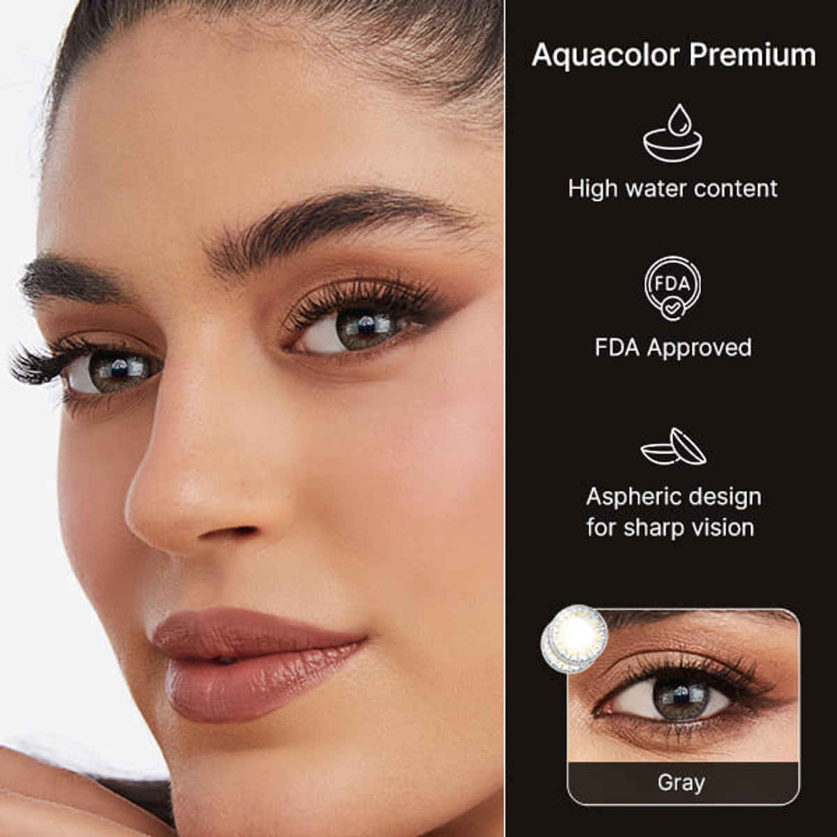 Aquacolor Premium Contact with Zero Power Monthly Disposable Lens Gray 