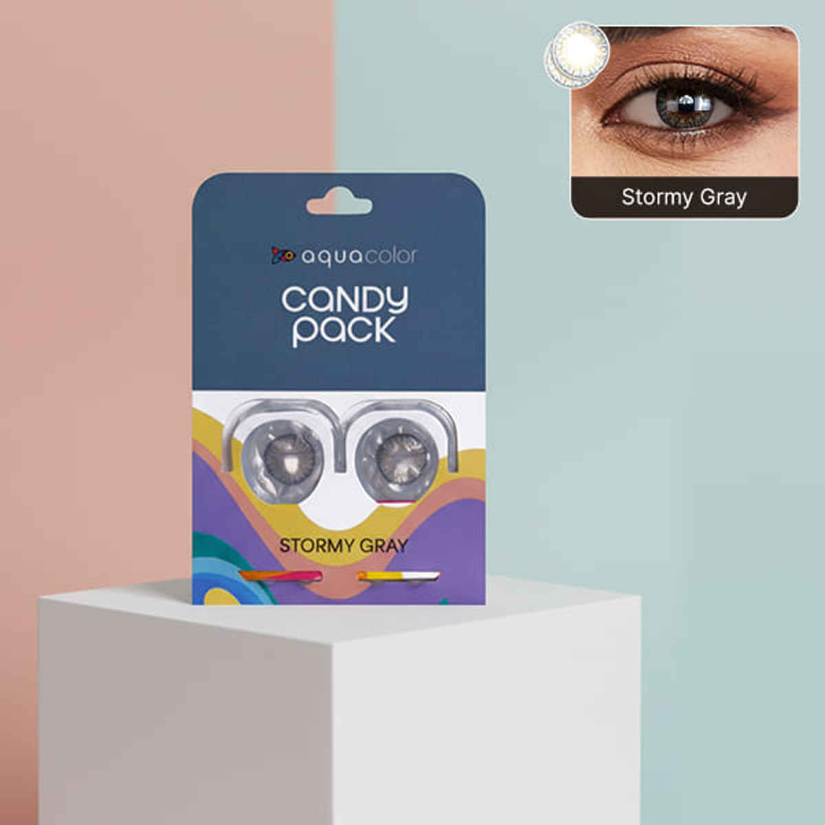 Aquacolor Candy Pack with Zero Power Daily Disposable Lens Stormy Gray