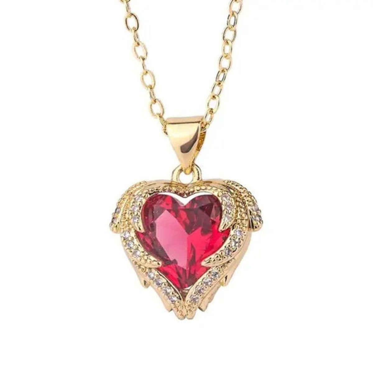 Estailo Fashion Women's Jewellery Necklace & Pendants Red Gold | One Size