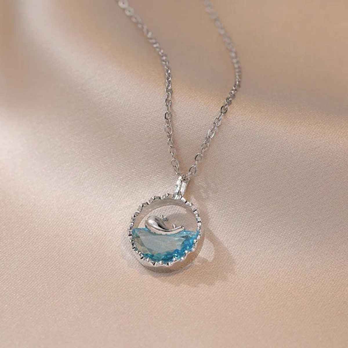 Estailo Fashion Women's Jewellery Necklace & Pendants Blue Silver One Size | N0000466
