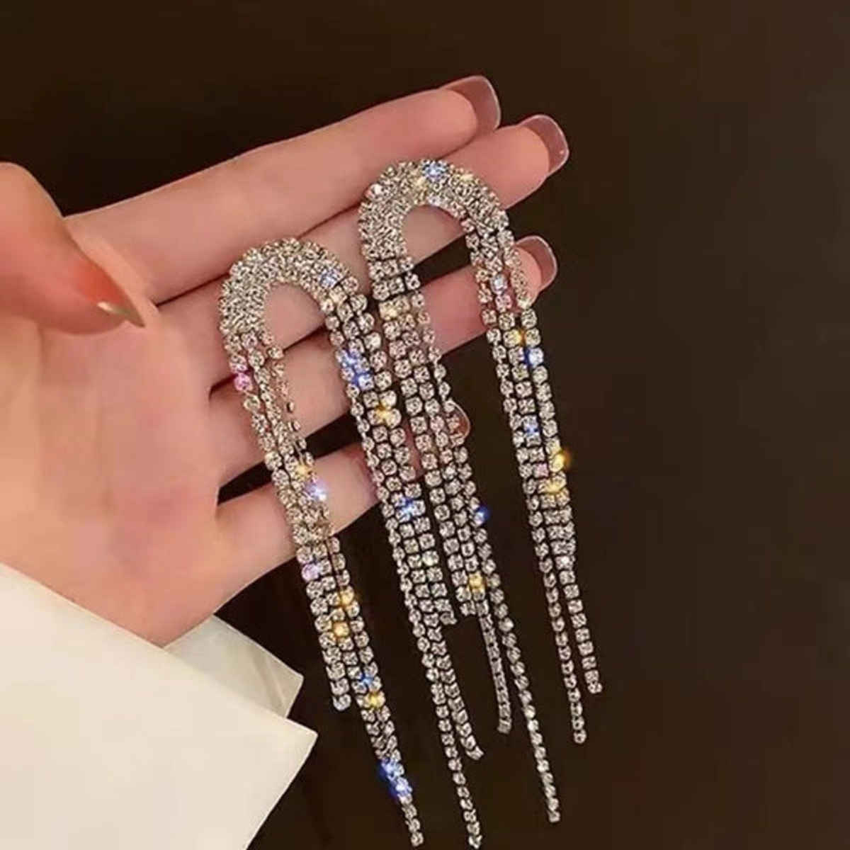 Estailo Fashion Rhinestone Drop Earrings | Multicolour