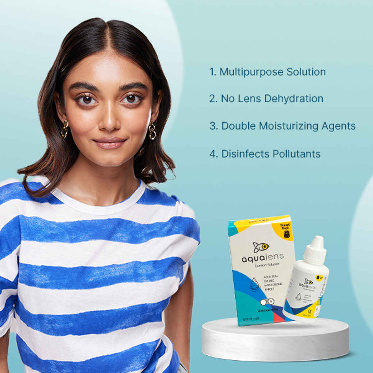 Aqualens Comfort Contact Lens Solution with Free Lens Cases