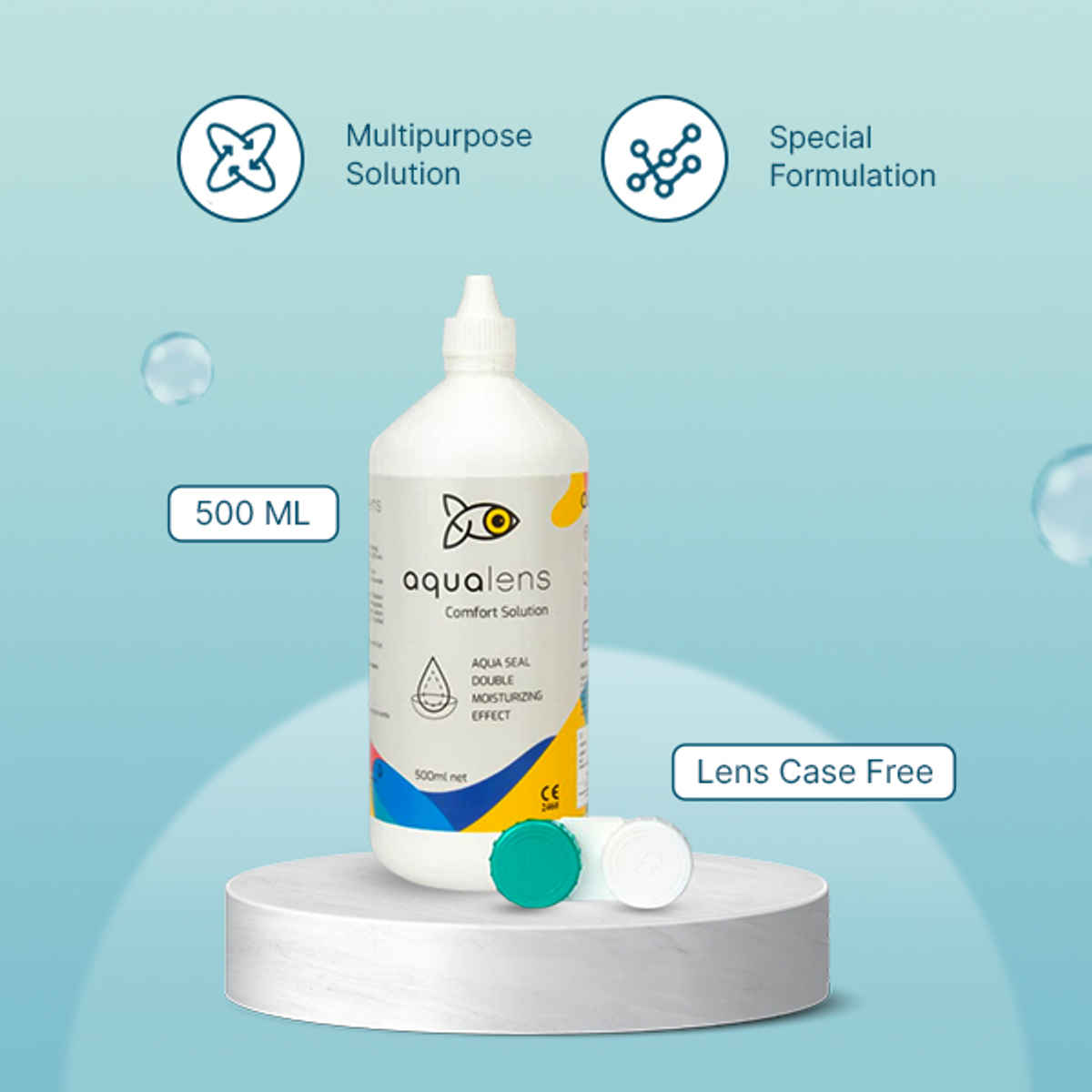 Aqualens Comfort Contact Lens Solution with Free Lens Cases