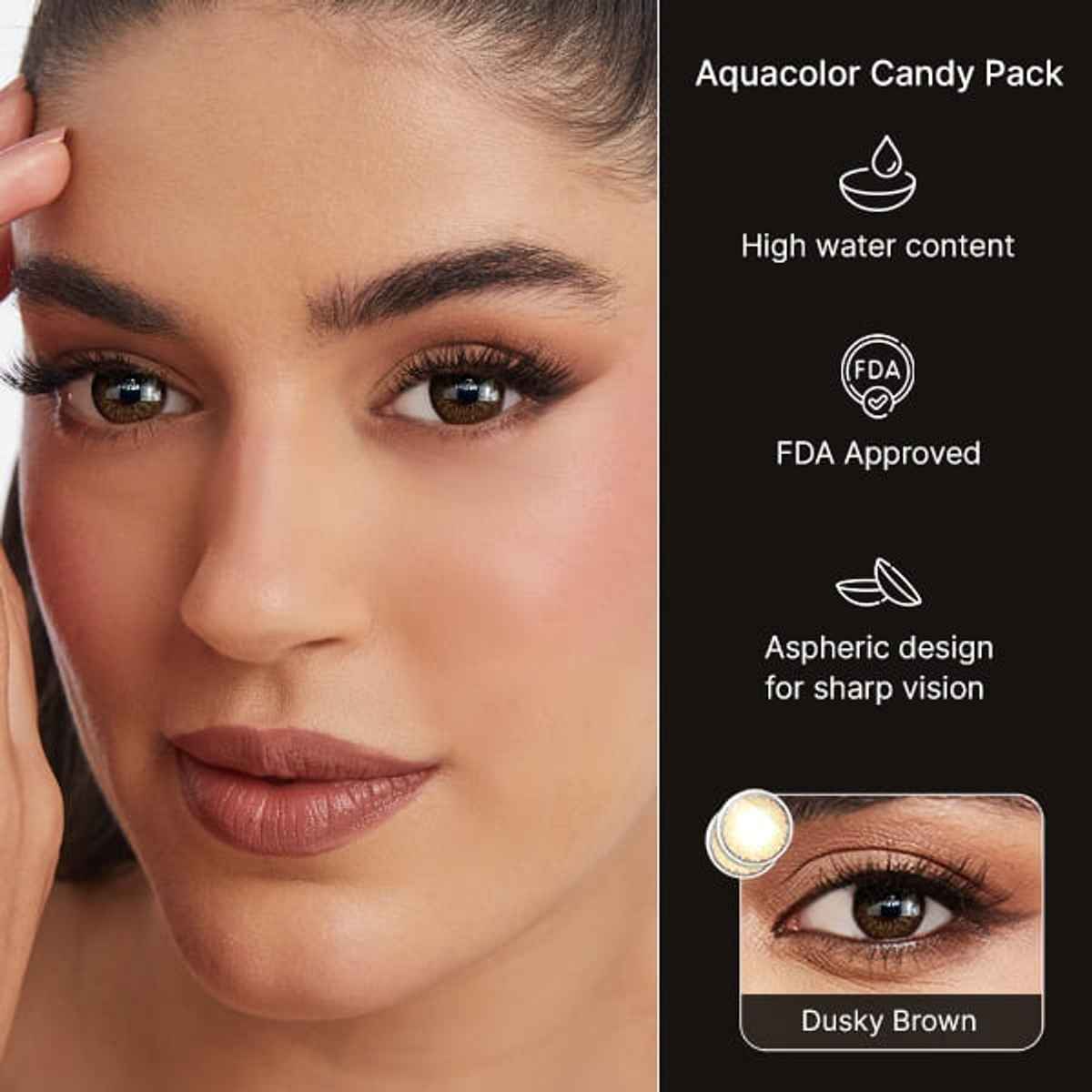 Aquacolor Candy Pack with Zero Power Daily Disposable Lens Dusky Brown