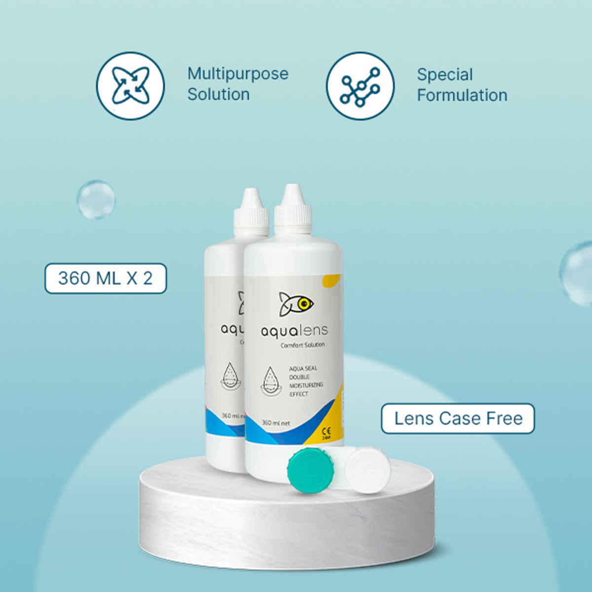 Aqualens Comfort Contact Lens Solution with Free Lens Cases
