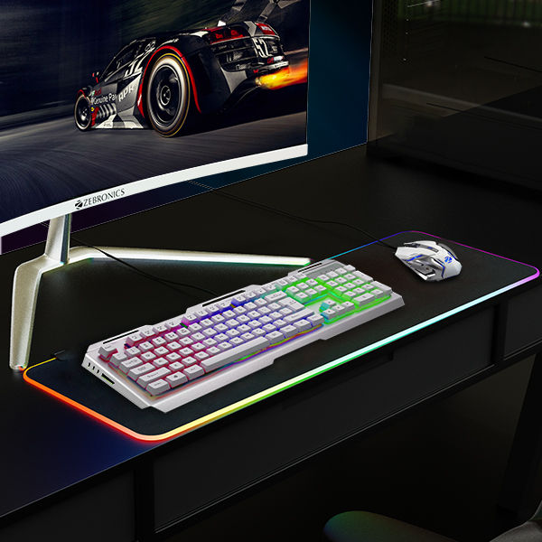 Zebronics Transformer Gaming Combo, 6 Buttons, Multicolor Led, High Res Sensor, 3200 Dpi (White)