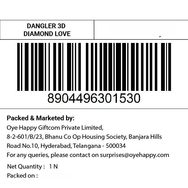 Propcon Dangler 3D Diamond Love