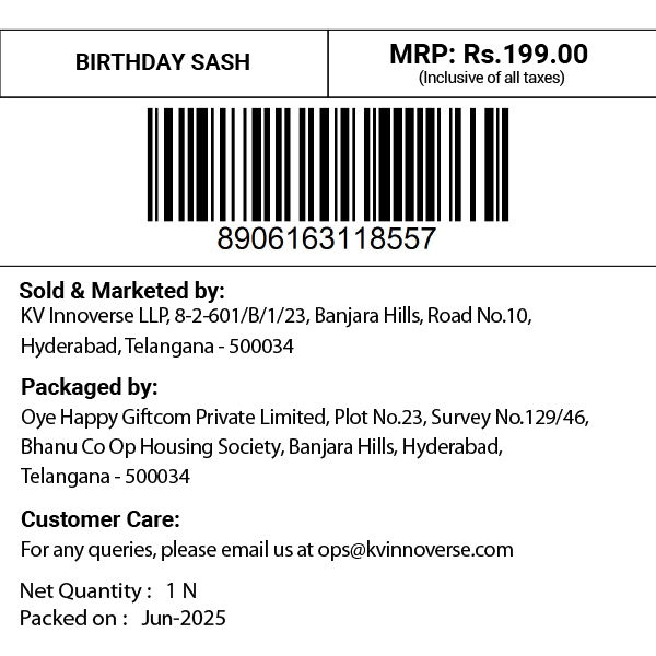 Oye Happy Birthday Sash