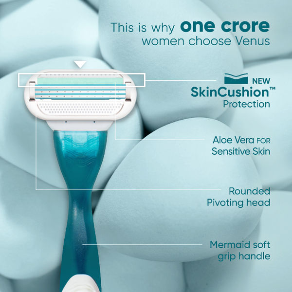 Gillette Venus Smooth Combo Pack|Razor Plus 2 Refills|Aloe Vera Smooth