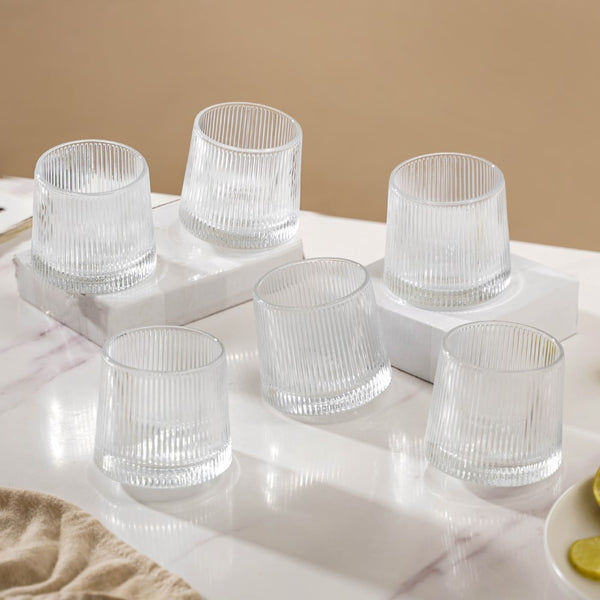 Nestasia Rotating Fluted Glasses - Set of 6 | 150 ml