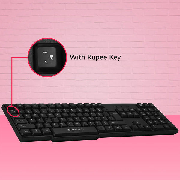 Zebronics Zeb-Companion 107 Wireless Keyboard And Mouse Combo With Nano Receiver (Black)
