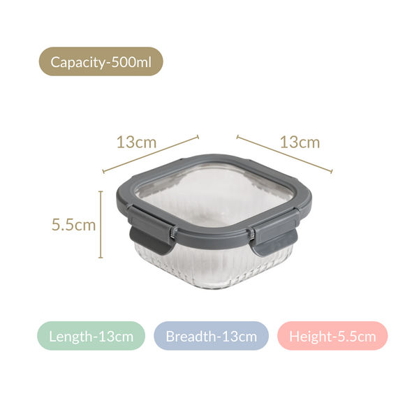 Nestasia Set Of 2 Fluted Glass Container With Airtight Lid 500ml