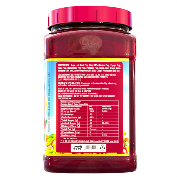 9:00 AM Mixed Fruit Jam | Bottle | Artificial Colour-free and Preservative-free | 1 kg