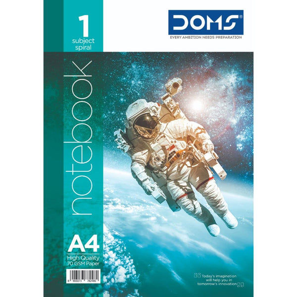 Doms 1 Subject Spiral Note Books Single Line (People'S Mind Series) - 70 Gsm Paper-160 Pages 1 pc Combo