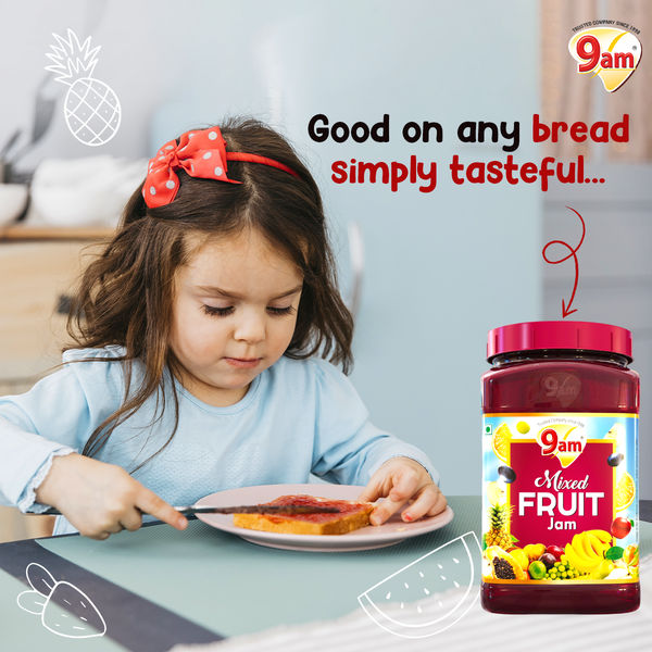 9:00 AM Mixed Fruit Jam | Bottle | Artificial Colour-free and Preservative-free | 1 kg