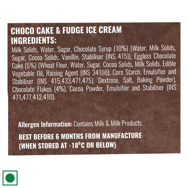 Dairy Day Choco Cake And Fudge Ice Cream Tub
